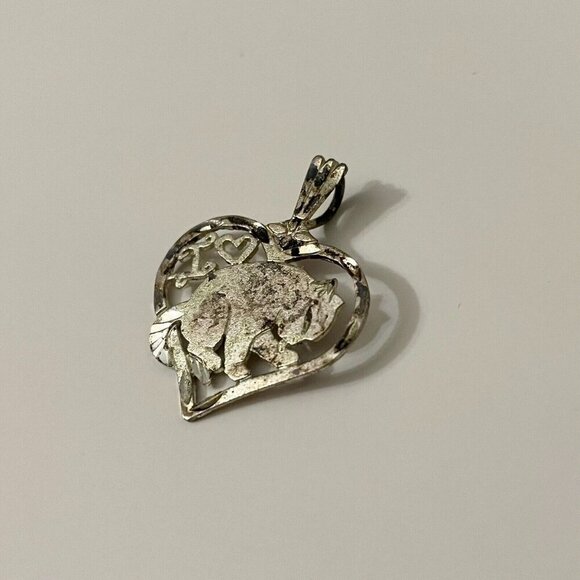 Vintage Sterling Silver I Heart Cat Pendant Tarnished - Picture 2 of 14
